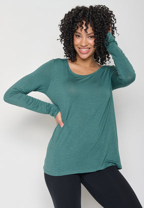 Jungle Green: Lässiges Longsleeve aus Viskose (LENZING™ ECOVERO™) Mix für Damen [11323]