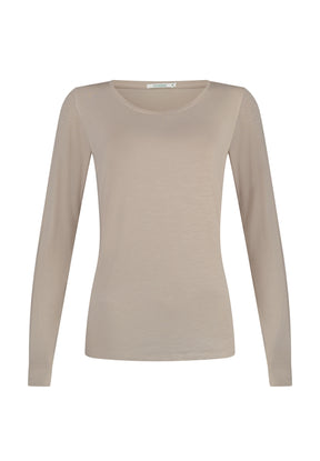 Latte: Lässiges Longsleeve aus Viskose (LENZING™ ECOVERO™) Mix für Damen [11324]