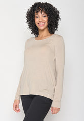 Latte: Lässiges Longsleeve aus Viskose (LENZING™ ECOVERO™) Mix für Damen [11325]