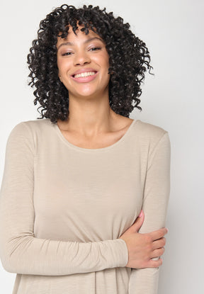 Braun:  Lässiges Longsleeve aus Viskose (LENZING™ ECOVERO™) Mix für Damen [11328]