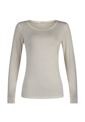 Creme White: Lässiges Longsleeve aus Viskose (LENZING™ ECOVERO™) Mix für Damen [11329]