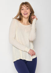 Creme White: Lässiges Longsleeve aus Viskose (LENZING™ ECOVERO™) Mix für Damen [11332]