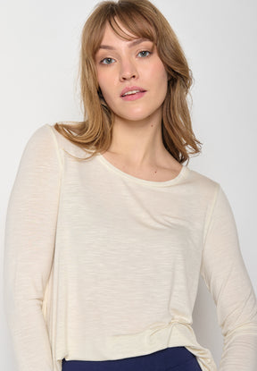 Weiß:  Lässiges Longsleeve aus Viskose (LENZING™ ECOVERO™) Mix für Damen [11334]