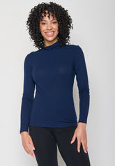 Navy: Lässiges Longsleeve aus LENZING™ TENCEL™ Mix für Damen [11468]