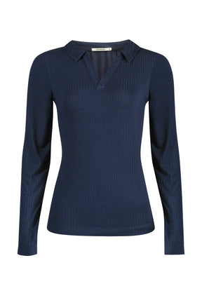 Navy: Elegantes Longsleeve aus LENZING™ Tencel für Damen [11481]