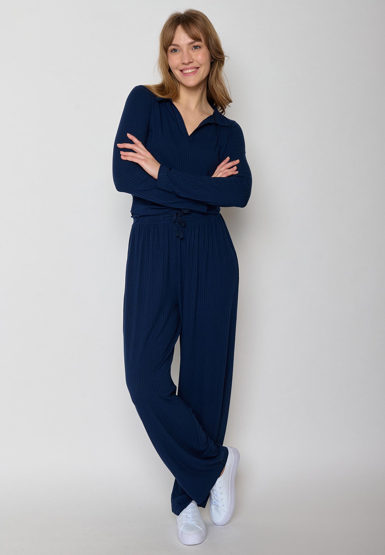 Navy: Elegantes Longsleeve aus LENZING™ Tencel für Damen [11482]