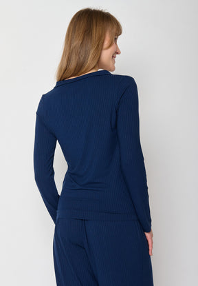 Navy: Elegantes Longsleeve aus LENZING™ Tencel für Damen [11483]
