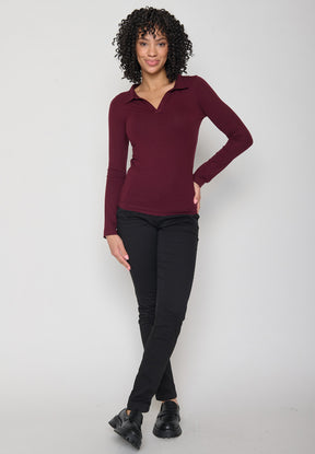 Rot:  Elegantes Longsleeve aus LENZING™ Tencel für Damen [11486]