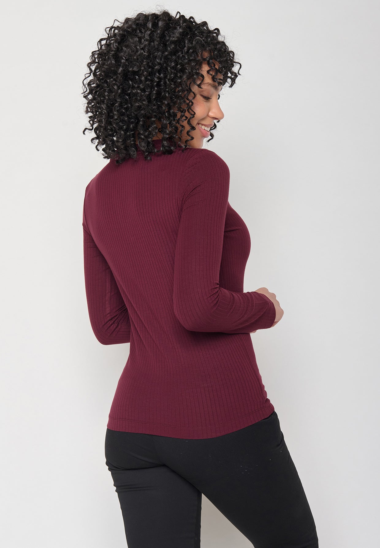Rot:  Elegantes Longsleeve aus LENZING™ Tencel für Damen [11487]