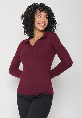 Rot:  Elegantes Longsleeve aus LENZING™ Tencel für Damen [11488]
