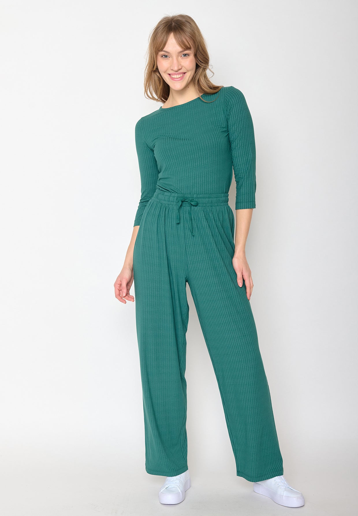 Jungle Green: Elegante Hose aus LENZING™ Tencel™ für Damen [11491]