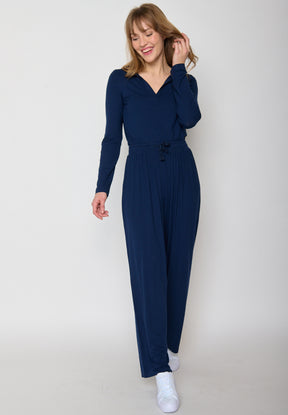 Navy: Lässige Hose aus LENZING™ ECOVERO™ für Damen [11496]