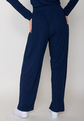 Navy: Lässige Hose aus LENZING™ ECOVERO™ für Damen [11497]
