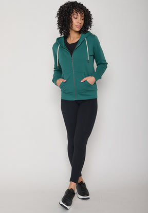 Jungle Green: Gemütliche Zipjacke aus Bio-Baumwolle für Damen [11658]