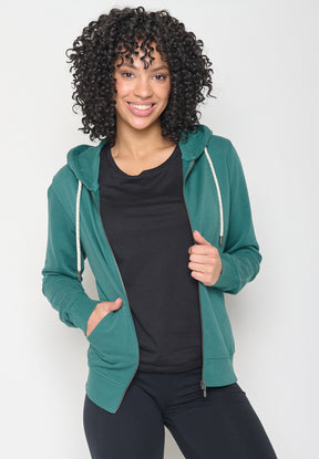 Jungle Green: Gemütliche Zipjacke aus Bio-Baumwolle für Damen [11660]