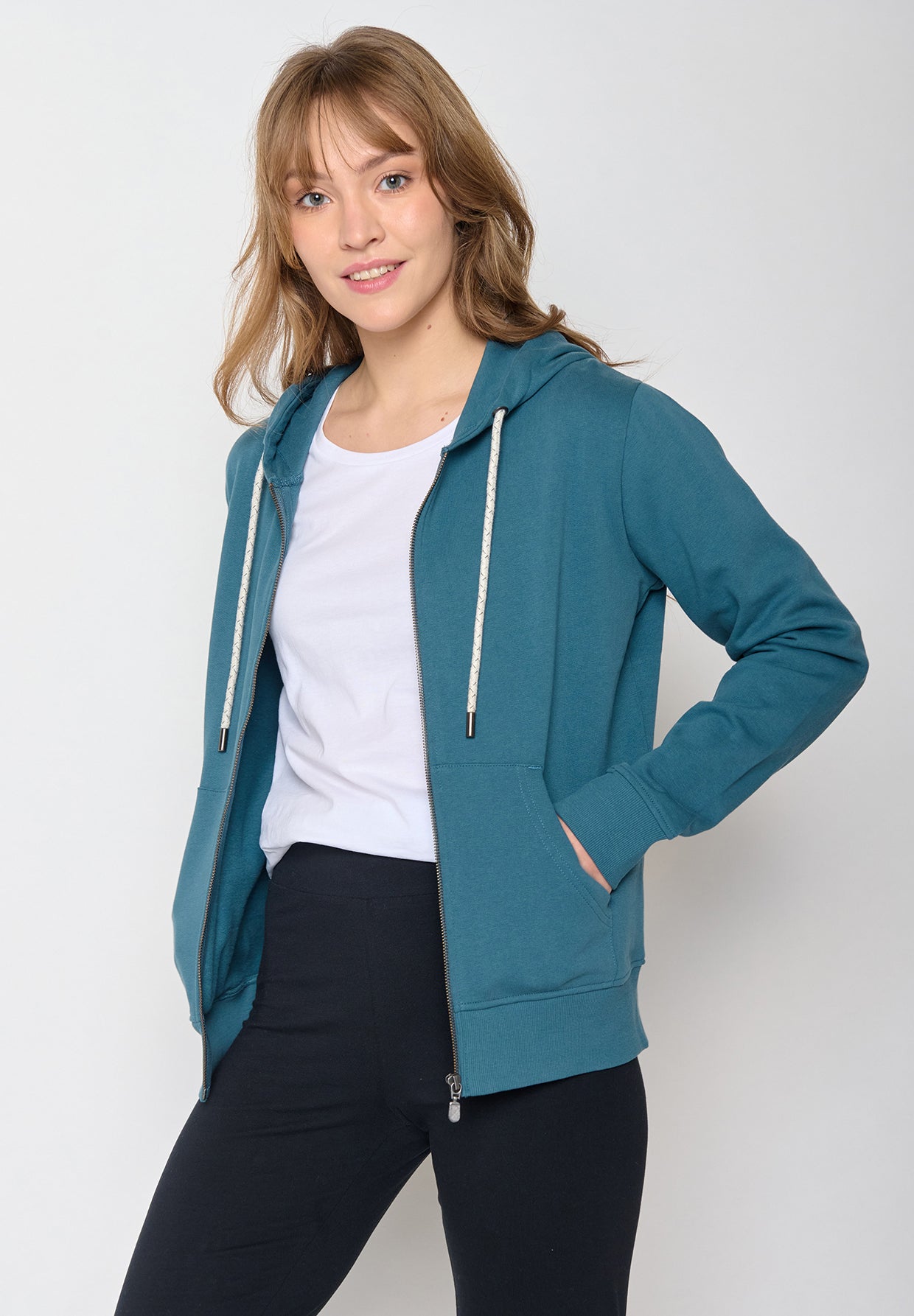 Blue Stone: Gemütliche Zipjacke aus Bio-Baumwolle für Damen [11669]
