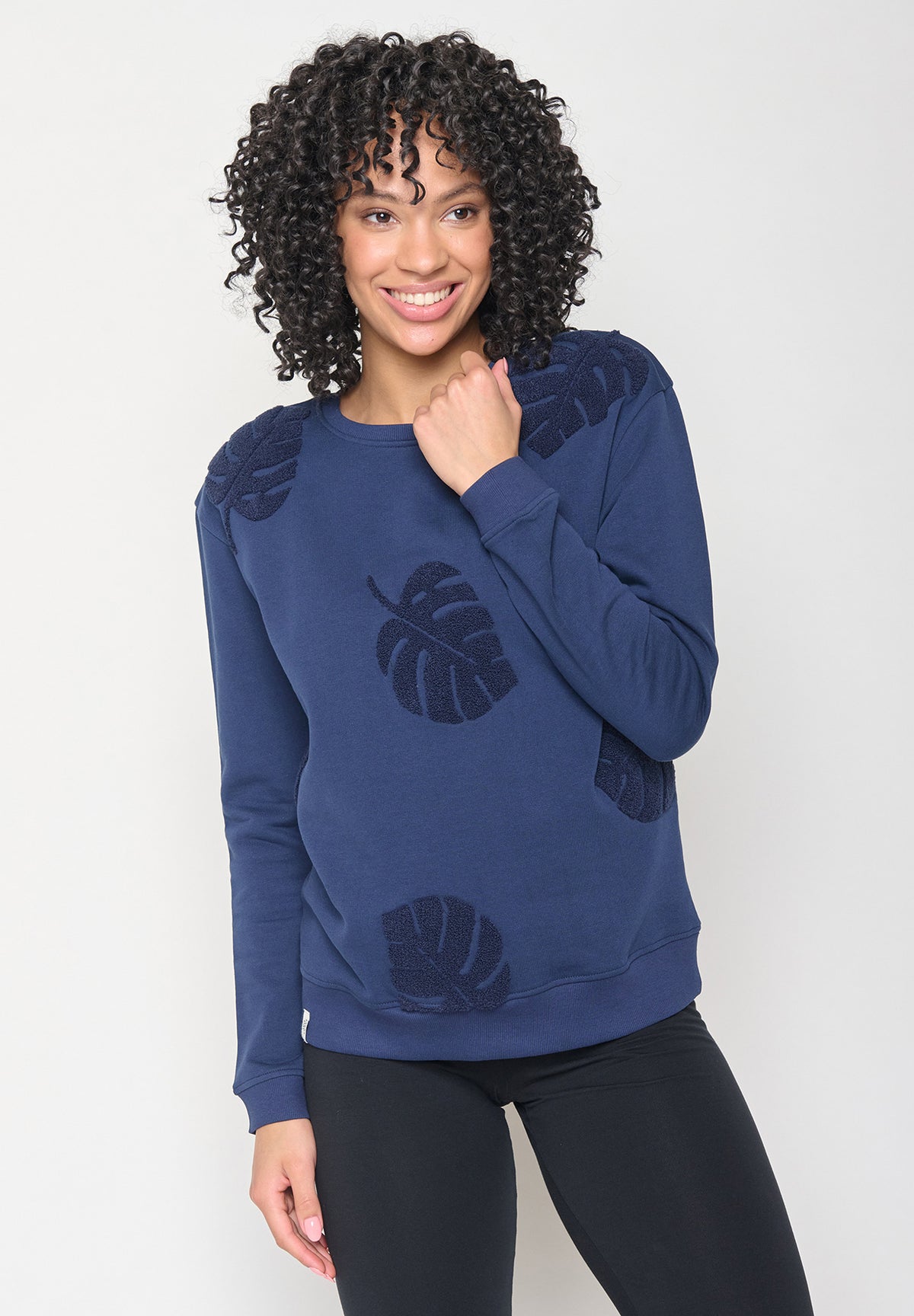 Navy: Gemütliches Sweatshirt aus Bio-Baumwolle für Damen [11714]
