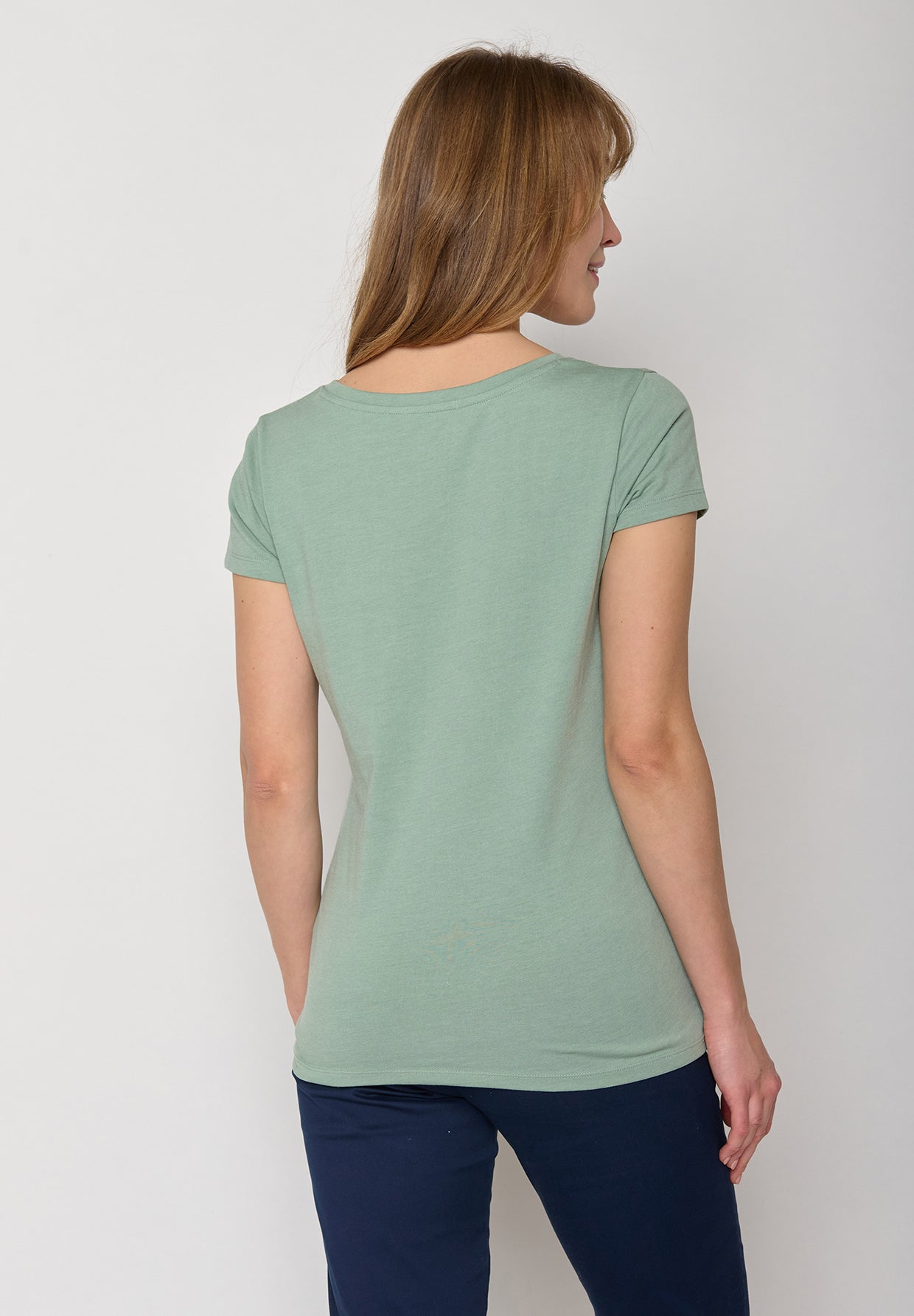 Pale Green: Sportliches T-Shirt aus Bio-Baumwolle für Damen [11800]