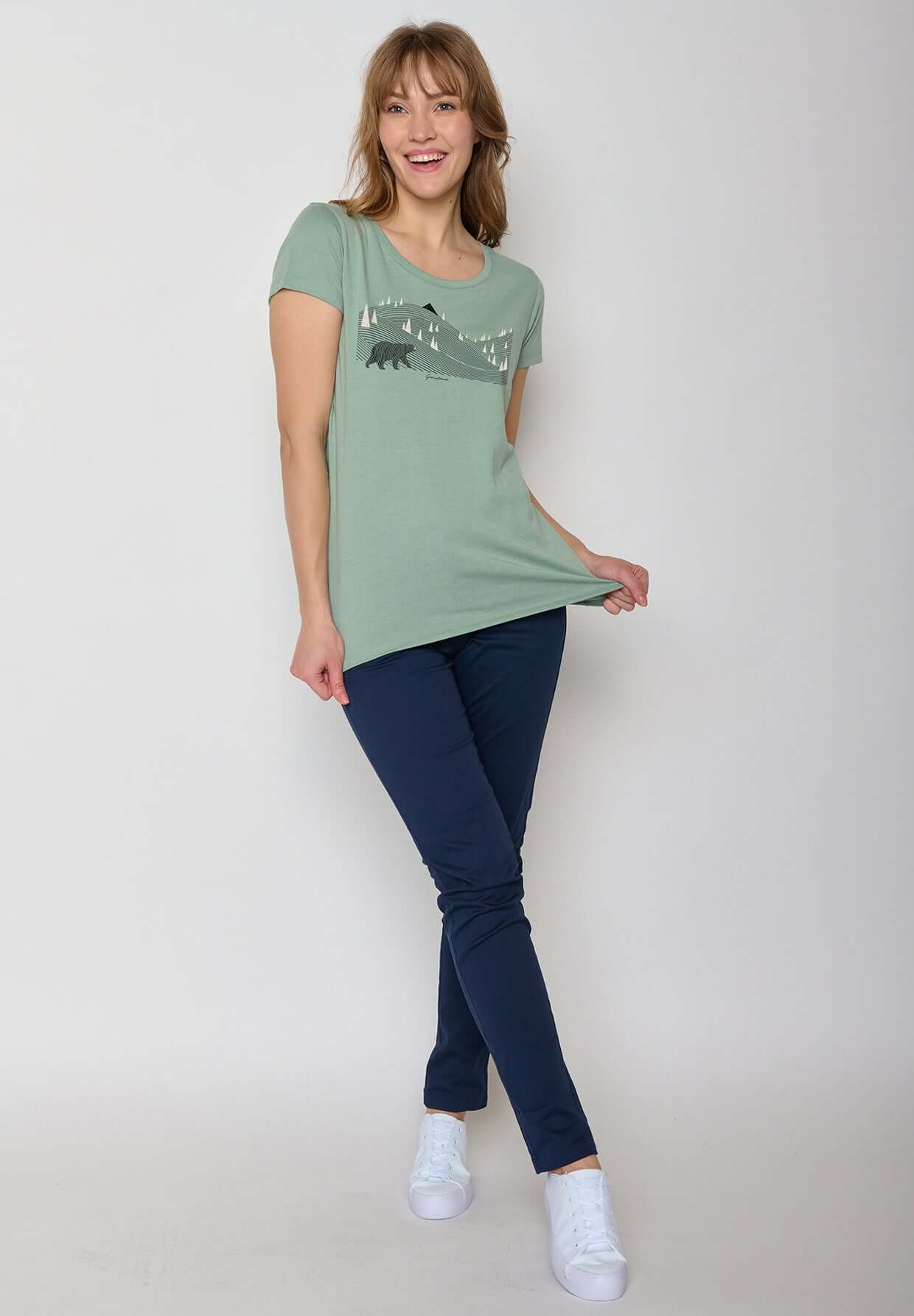 Grün:  Lässiges T-Shirt aus Bio-Baumwolle für Damen [11801]