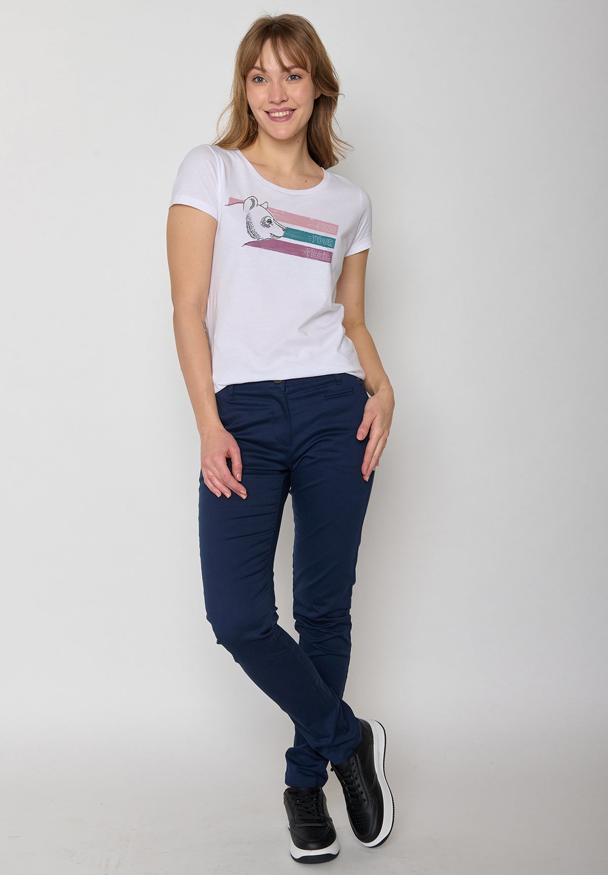 Weiß:  Lässiges T-Shirt aus Bio-Baumwolle für Damen [11818]