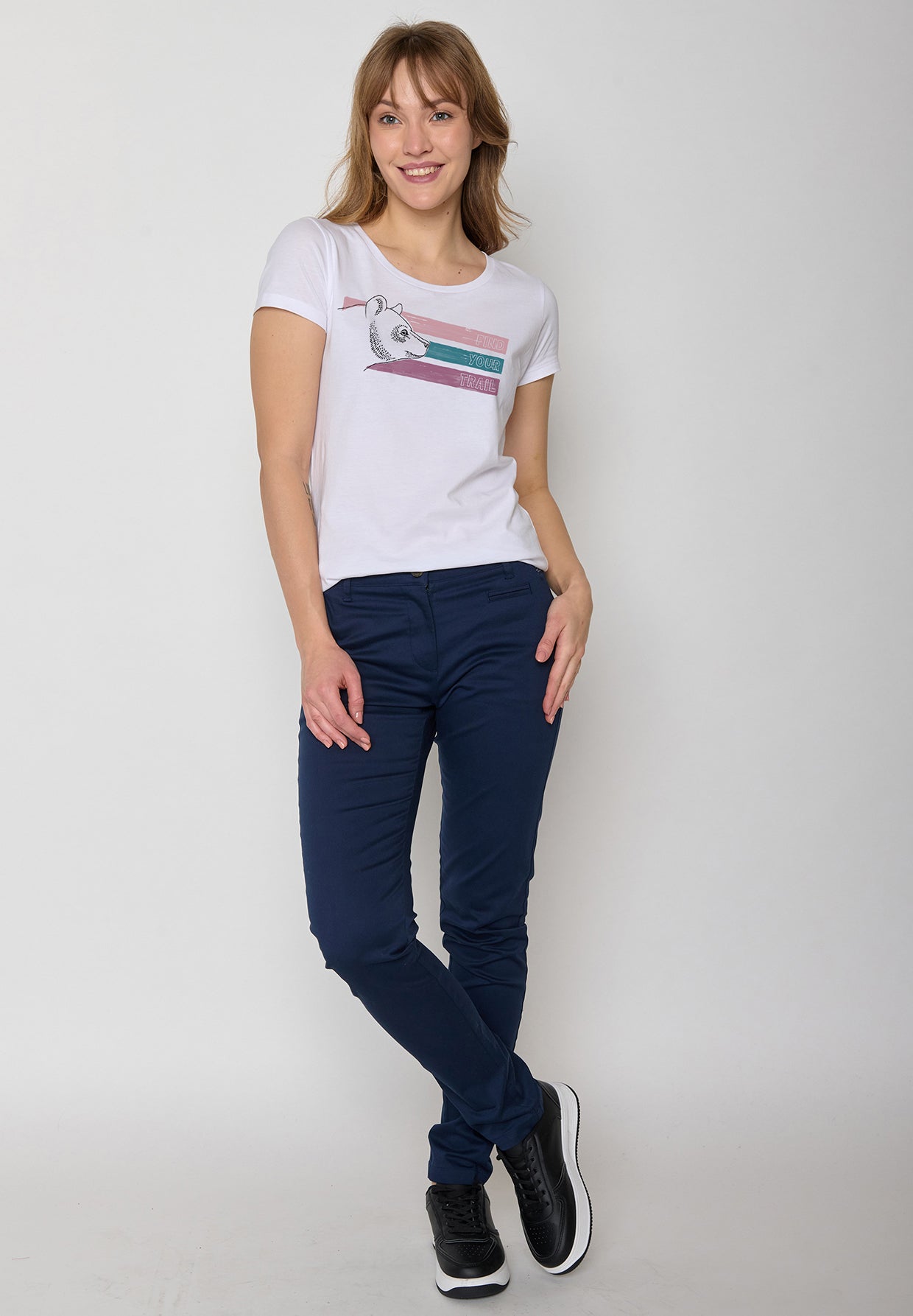 Weiß:  Lässiges T-Shirt aus Bio-Baumwolle für Damen [11818]