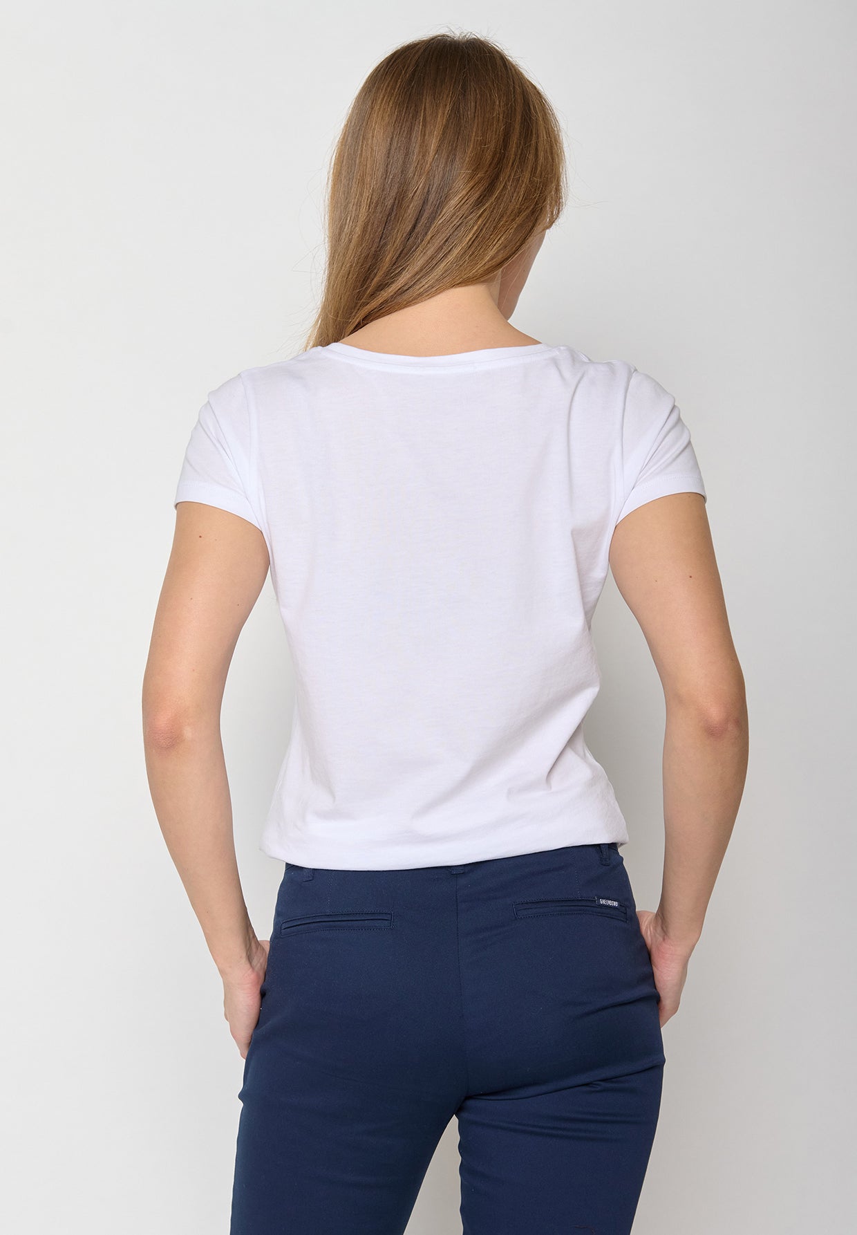 Weiß:  Lässiges T-Shirt aus Bio-Baumwolle für Damen [11819]