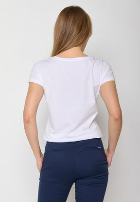 Weiß:  Lässiges T-Shirt aus Bio-Baumwolle für Damen [11819]