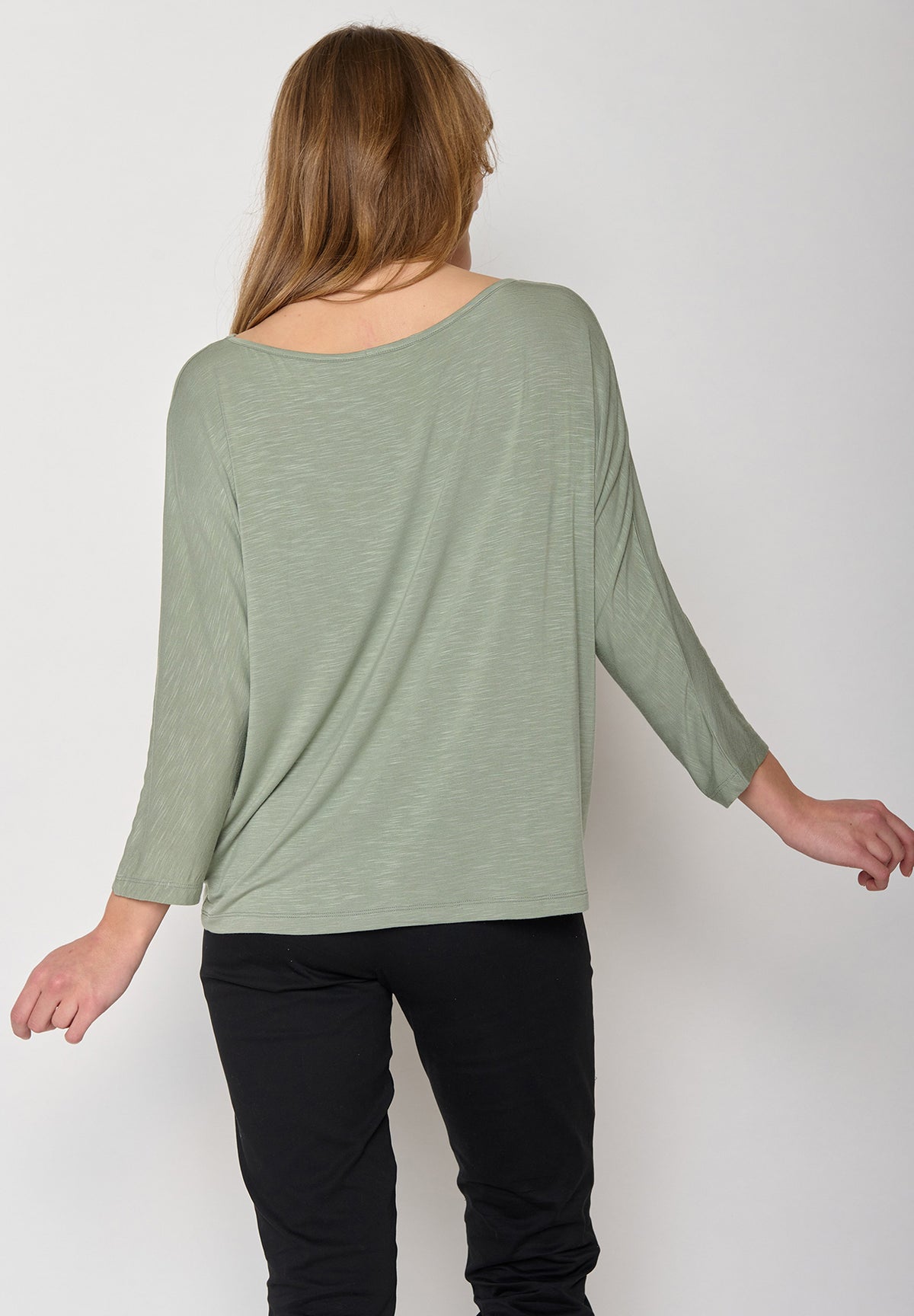 Pale Green: Gemütliches Longsleeve aus Viskose (LENZING™ ECOVERO™) Mix für Damen [11828]