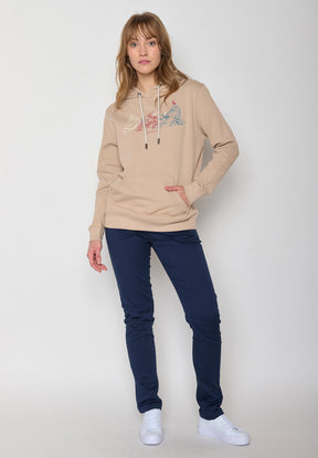 Latte: Gemütlicher Hoodie aus Bio-Baumwolle für Damen [11836]