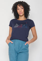 Dark Navy: Sportliches T-Shirt aus Bio-Baumwolle für Damen [11840]