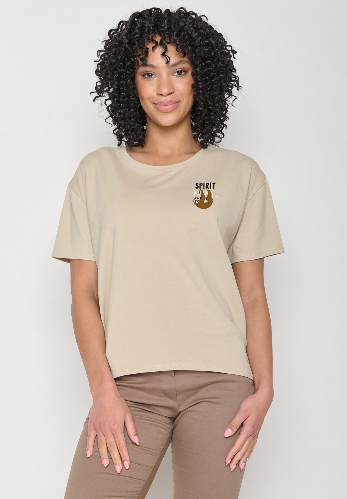 Latte: Lässiges T-Shirt aus Bio-Baumwoll-Mix für Damen [11848]