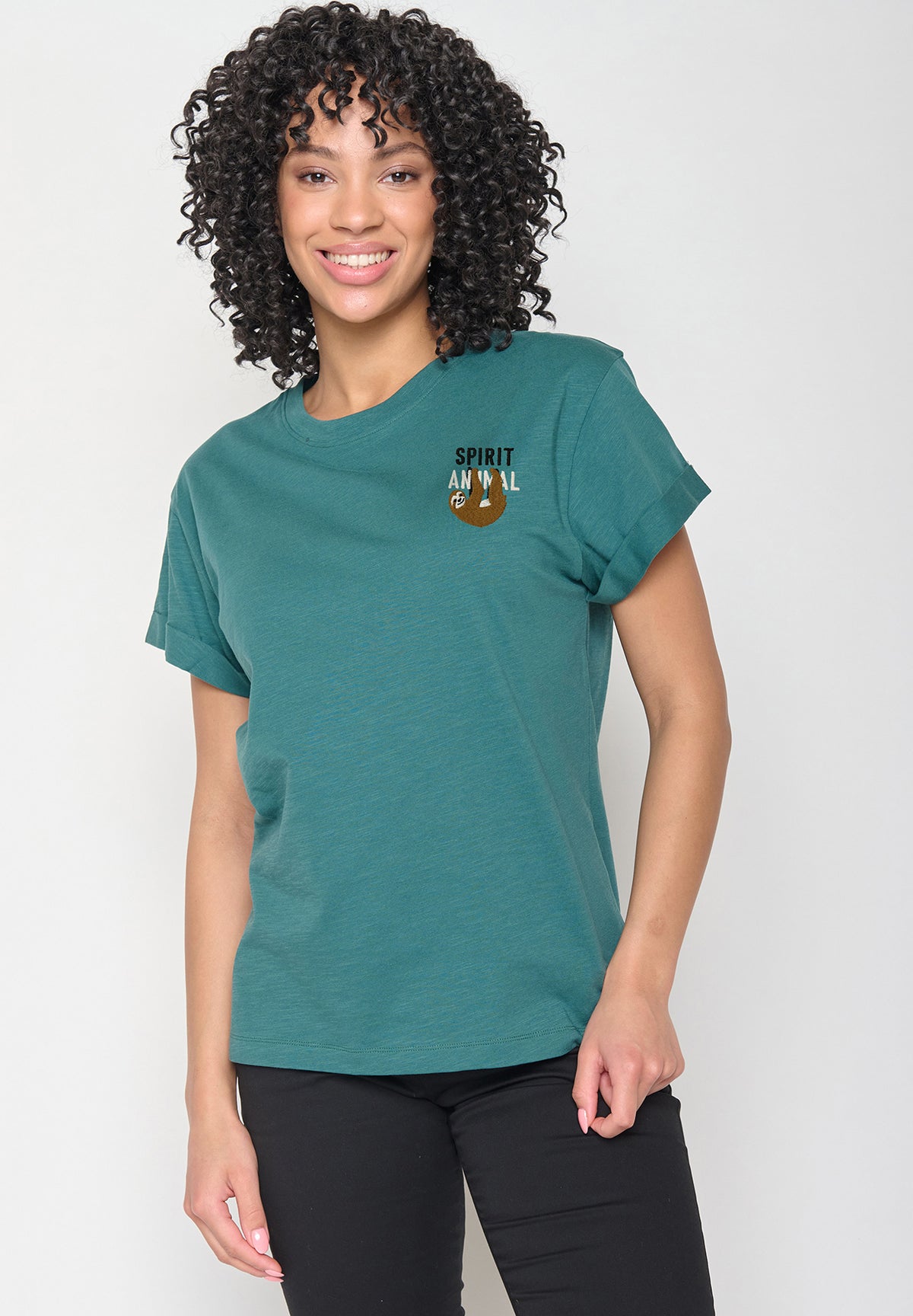 Jungle Green: Lässiges T-Shirt aus Bio-Baumwolle für Damen [11864]