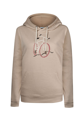 Latte: Gemütlicher Hoodie aus Bio-Baumwolle für Damen [11870]