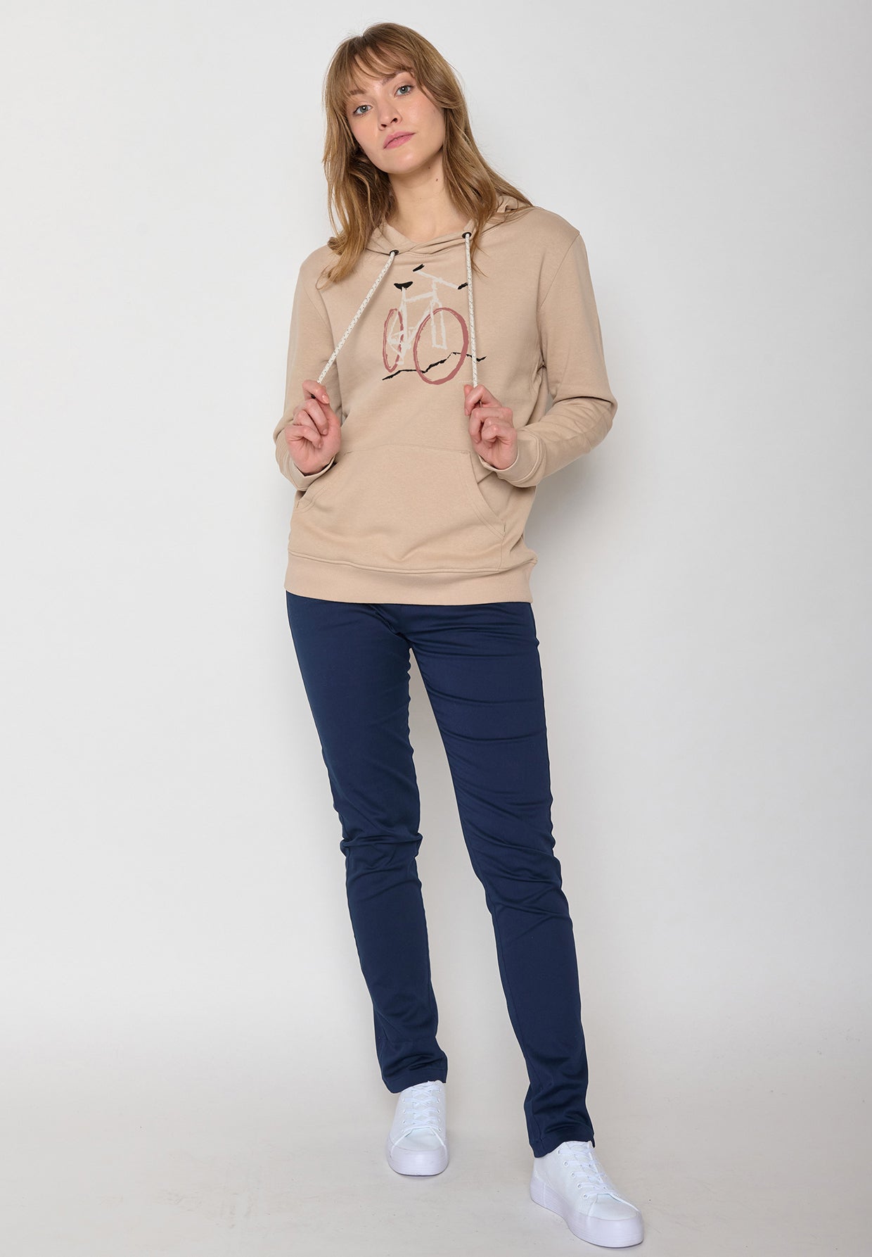 Latte: Gemütlicher Hoodie aus Bio-Baumwolle für Damen [11872]