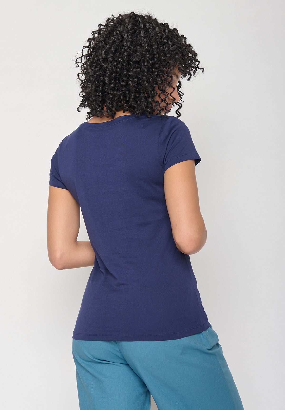 Blau:  Lässiges T-Shirt aus Bio-Baumwolle für Damen [11880]