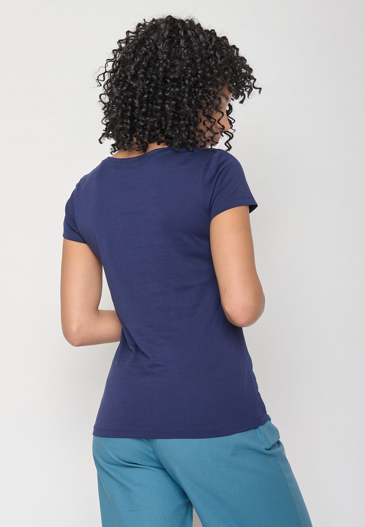 Blau:  Lässiges T-Shirt aus Bio-Baumwolle für Damen [11880]