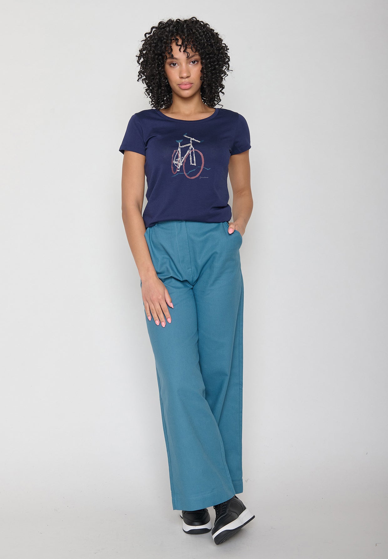 Blau:  Lässiges T-Shirt aus Bio-Baumwolle für Damen [11881]