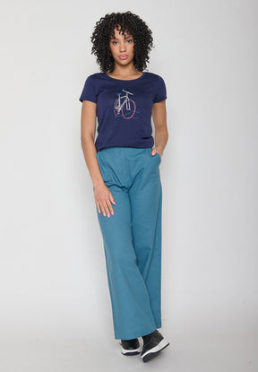 Blau:  Lässiges T-Shirt aus Bio-Baumwolle für Damen [11881]