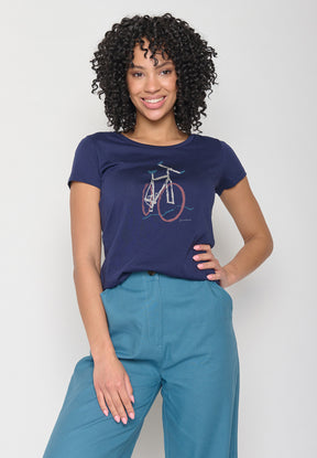 Blau:  Lässiges T-Shirt aus Bio-Baumwolle für Damen [11882]