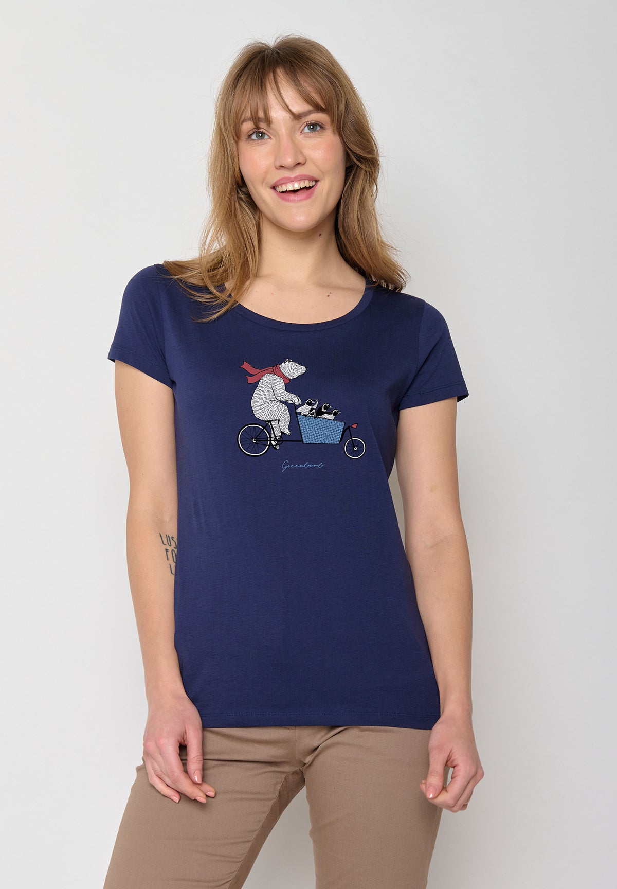 Dark Navy: Lässiges T-Shirt aus Bio-Baumwolle für Damen [11899]