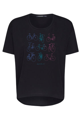 Black: Lässiges T-Shirt aus Bio-Baumwoll-Mix für Damen [11908]