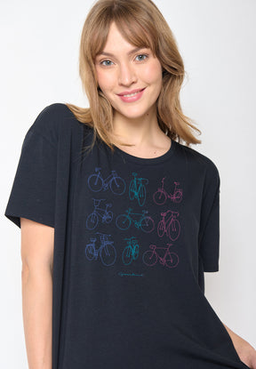 Black: Lässiges T-Shirt aus Bio-Baumwoll-Mix für Damen [11912]