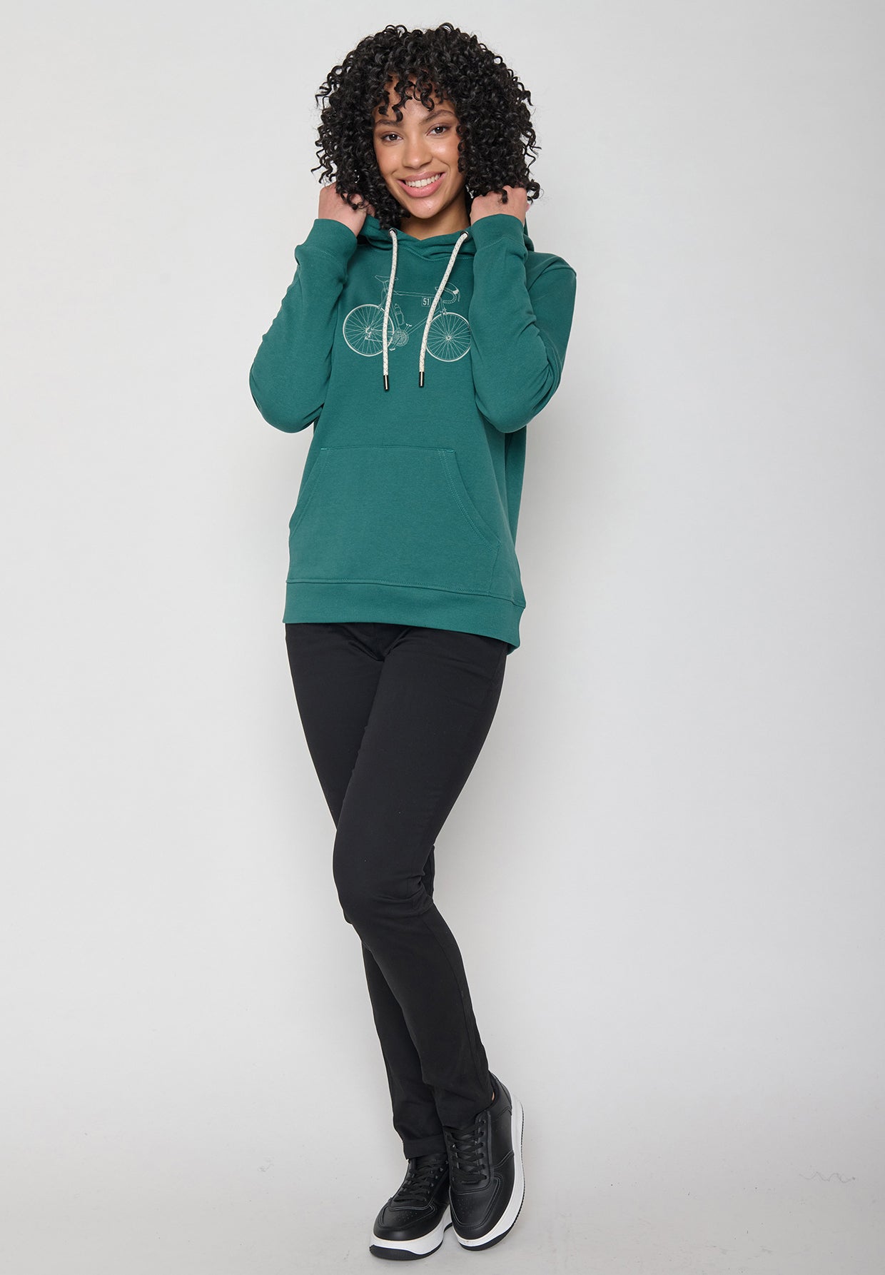 Jungle Green: Gemütlicher Hoodie aus Bio-Baumwolle für Damen [11928]