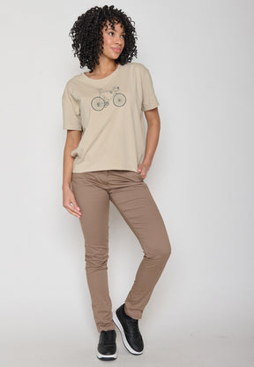 Latte: Lässiges T-Shirt aus Bio-Baumwoll-Mix für Damen [11933]