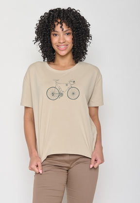 Latte: Lässiges T-Shirt aus Bio-Baumwoll-Mix für Damen [11935]
