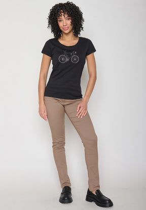 Black: Lässiges T-Shirt aus Bio-Baumwolle für Damen [11938]