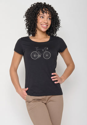 Black: Lässiges T-Shirt aus Bio-Baumwolle für Damen [11940]