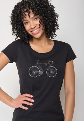 Black: Lässiges T-Shirt aus Bio-Baumwolle für Damen [11941]