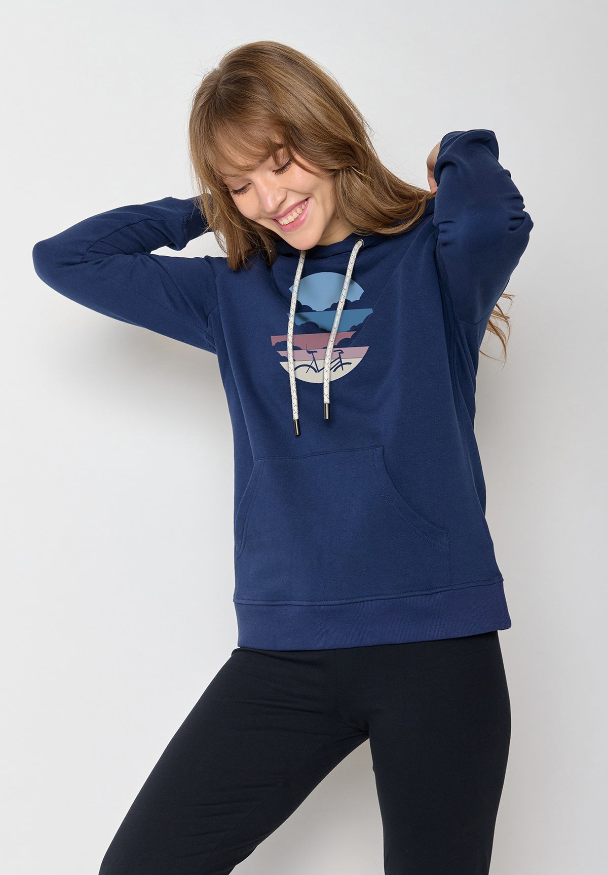 Navy: Gemütlicher Hoodie aus Bio-Baumwolle für Damen [11950]
