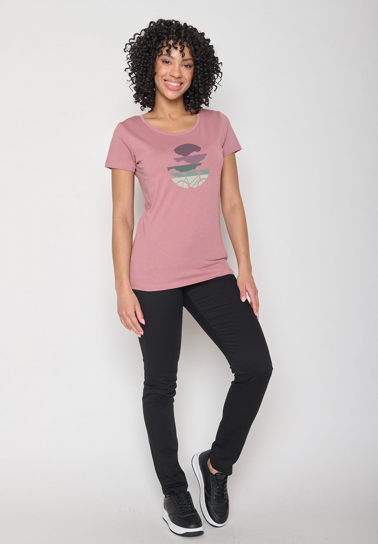 Old Rose: Lässiges T-Shirt aus Bio-Baumwolle für Damen [11957]